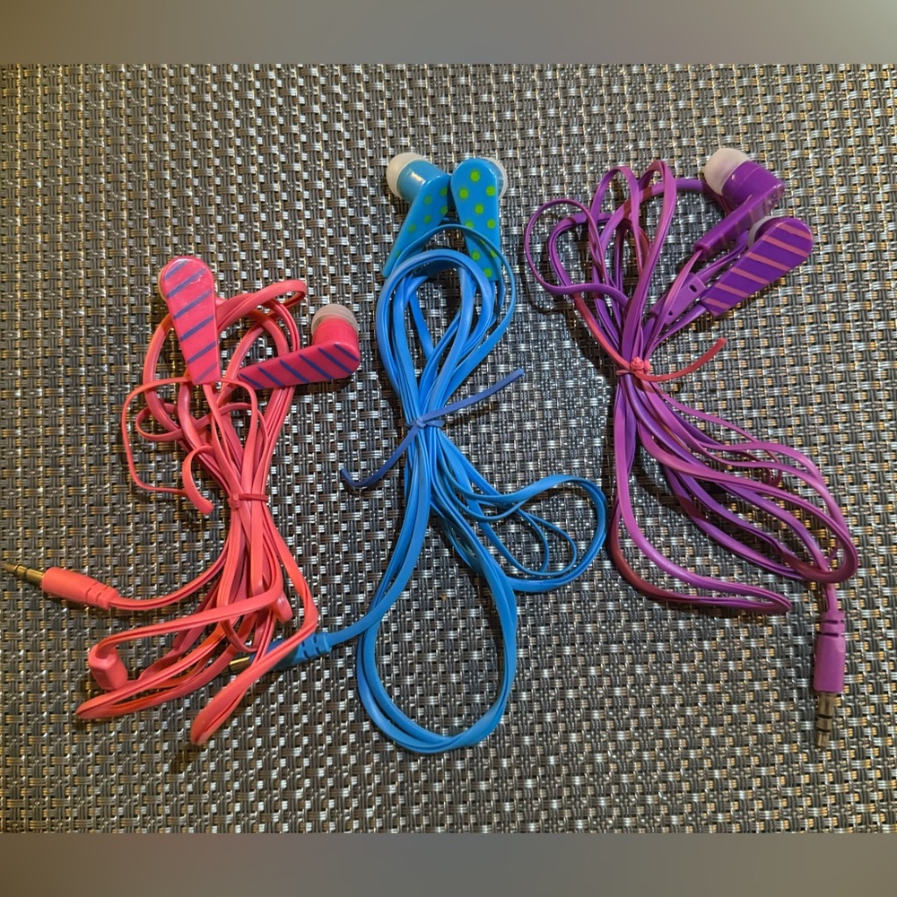 Lot Of 3 Headphones - Blue, Purple, Pink